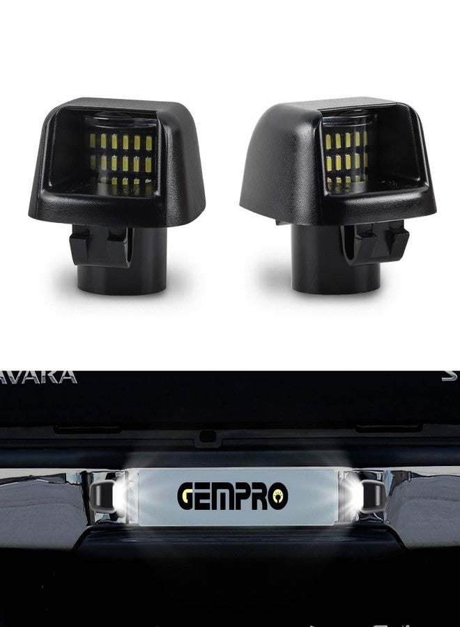 Gempro مصباح لوحة ترخيص Gempro، قطعتان من مصابيح LED بديلة للوحة الترخيص، متوافقة مع نيسان فرونتير، تيتان، إكستيرا، أرمادا، سوزوكي إكواتوركس، تعمل بـ 18 مصباح LED أبيض زينون (أسود). - Image 1